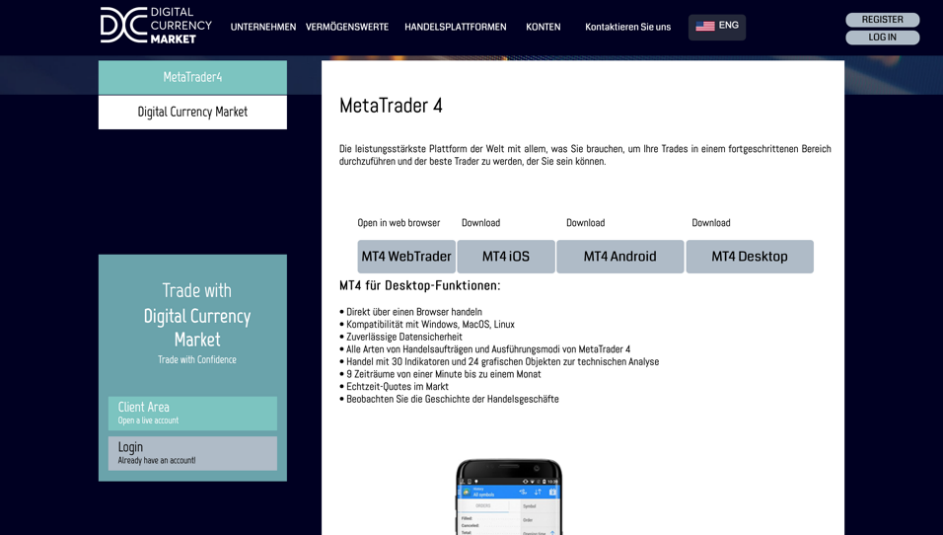 MetaTrader 4 bei Digital Currency Market