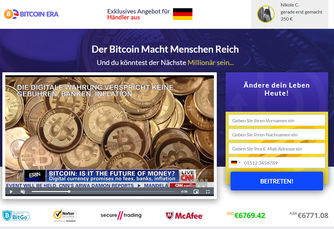 Bitcoin Trading Roboter – Bitcoin Era Bewertung, Ist Bitcoin Era Betrug oder vertrauenswürdig / seriös?