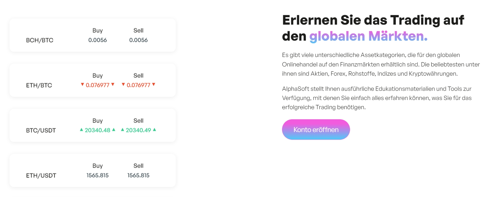 Alphasoft.ai Webseite