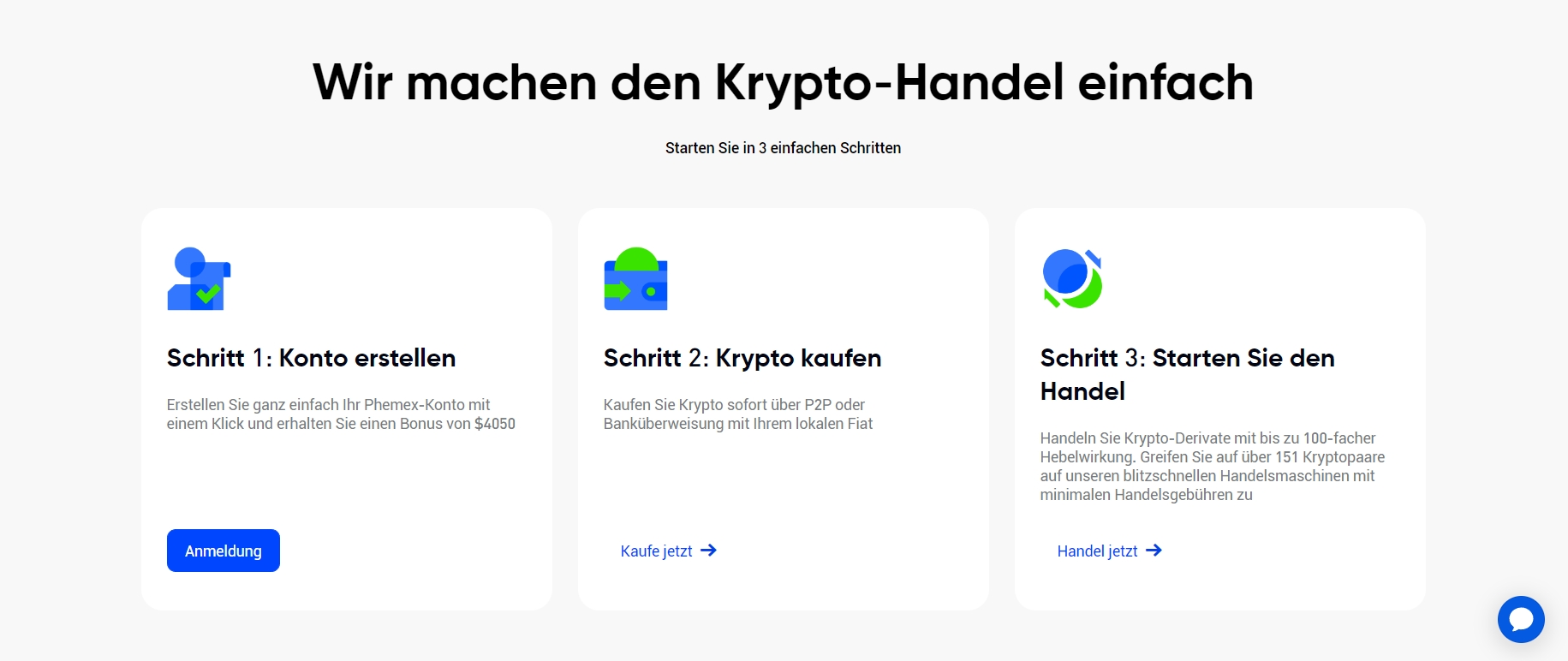 Phemex web seite