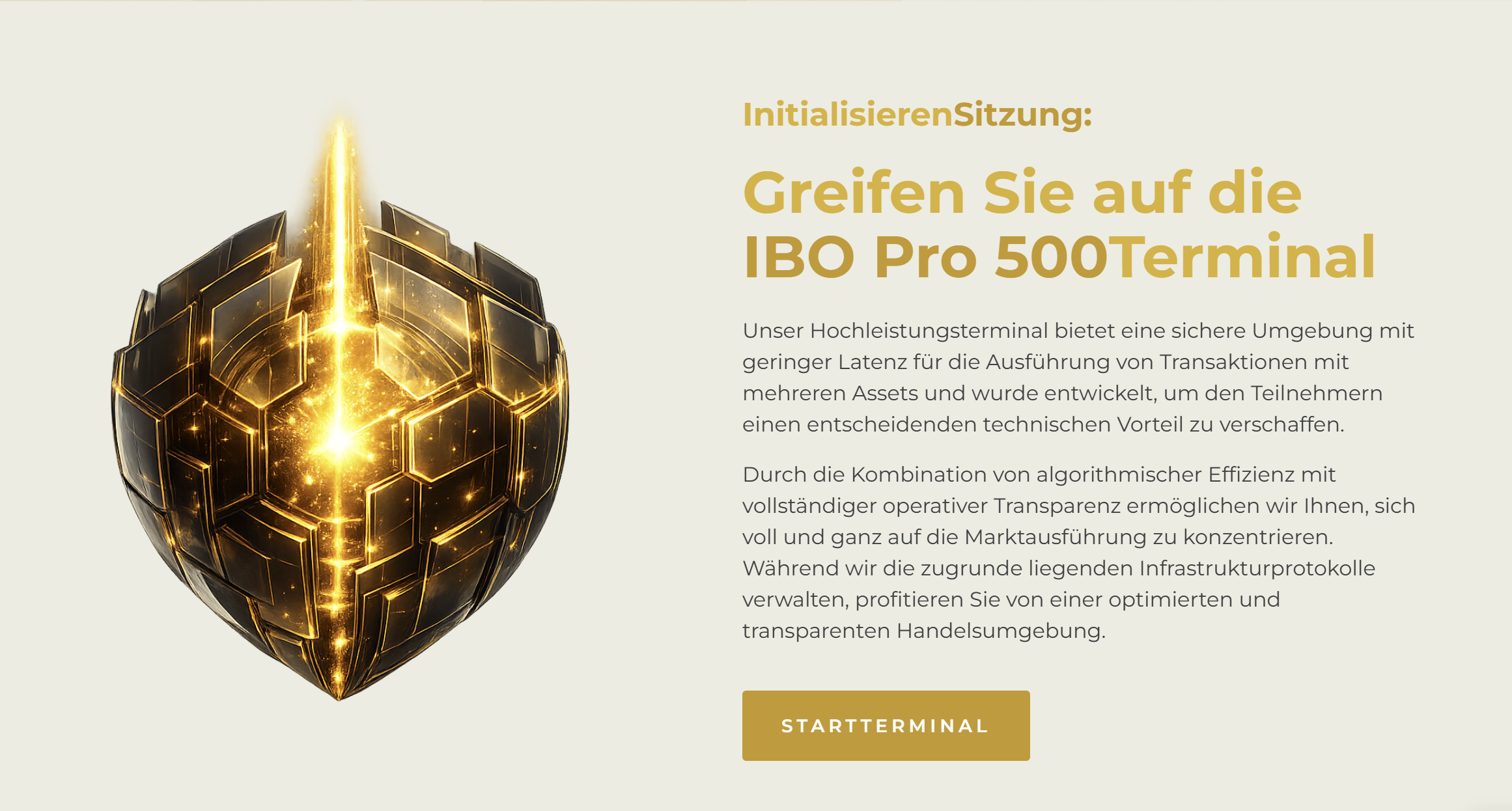 IBO Pro 500 Terminal Handelsplattform mit moderner Trading-Infrastruktur und übersichtlicher Benutzeroberfläche.